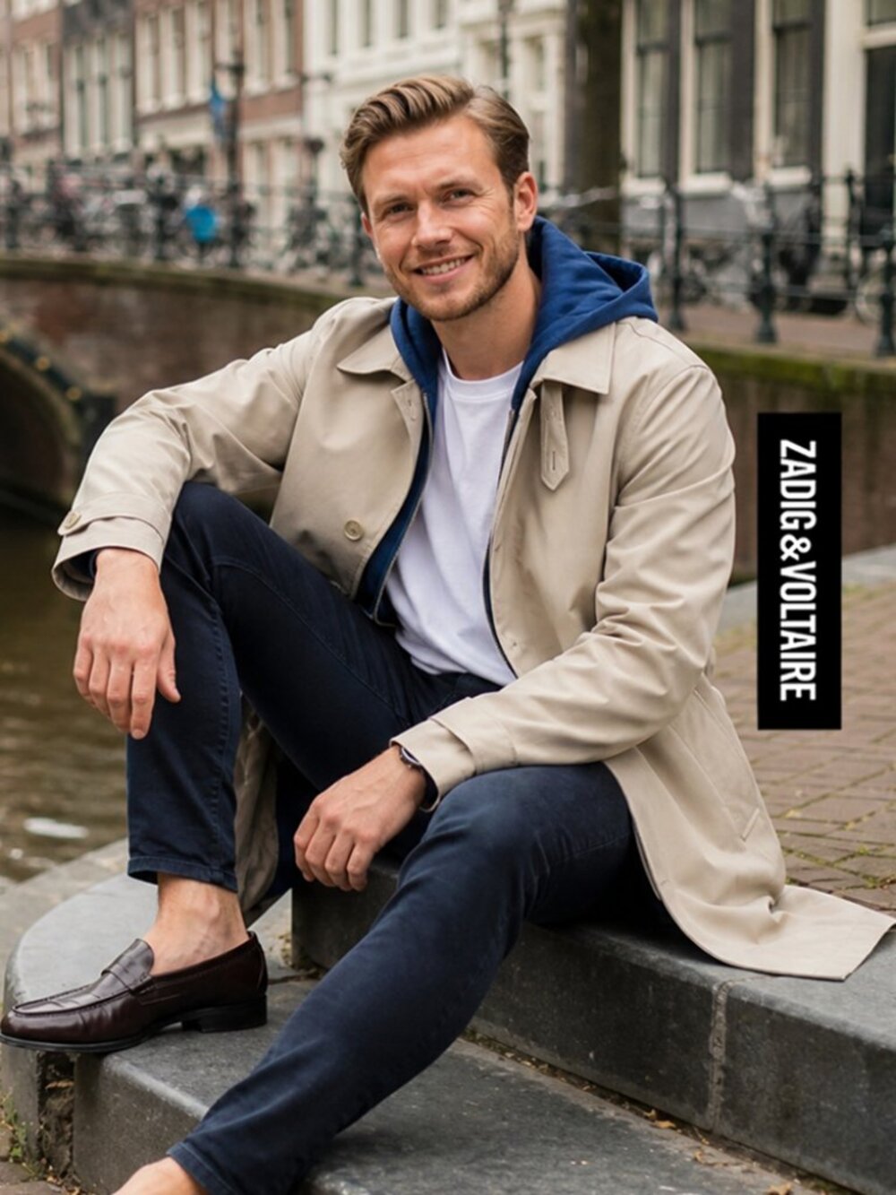Martin Men’s Beige Double-Face Coat: beige